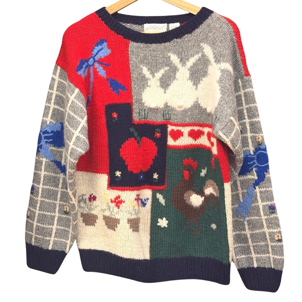 Vintage Lord & Taylor Sweater Cottagecore Farmcore Grandma Core Animals Folk